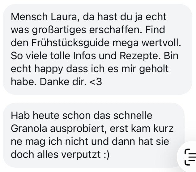 Nachricht einer Kundin an Laura