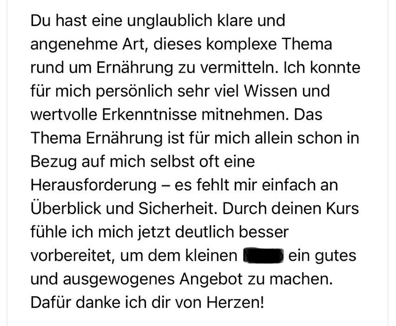Nachricht einer Kundin an Laura