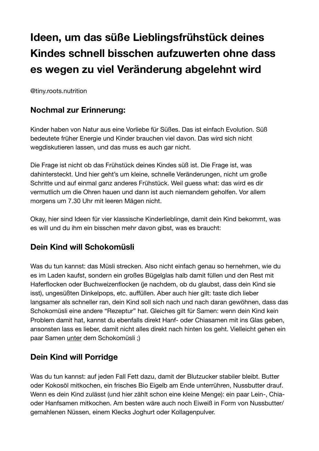 Erste Seite des PDFs Lieblingsfrühstück aufwerten
