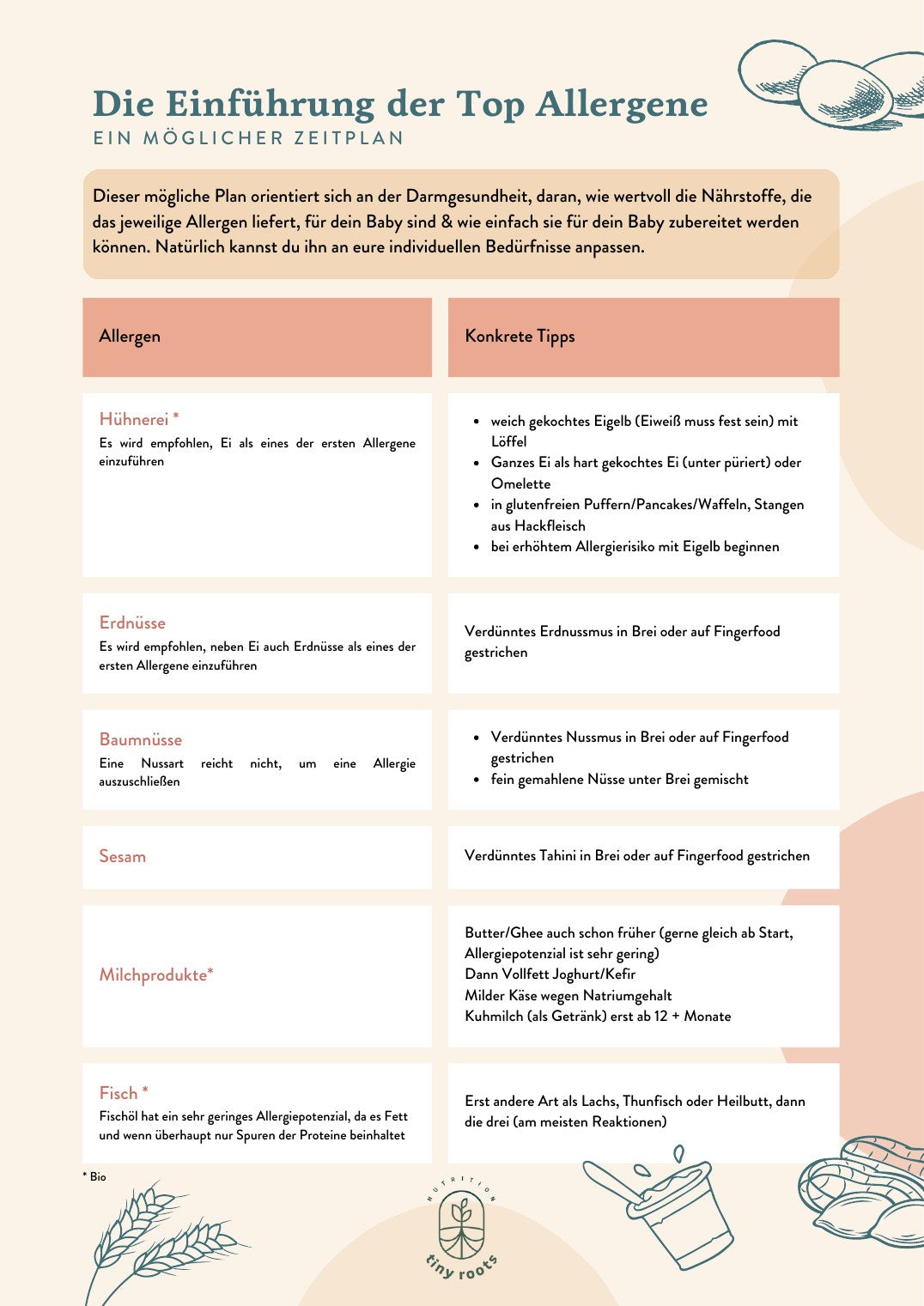 Erste Seite des PDFs Zeitplan zur Einführung der Top-Allergene