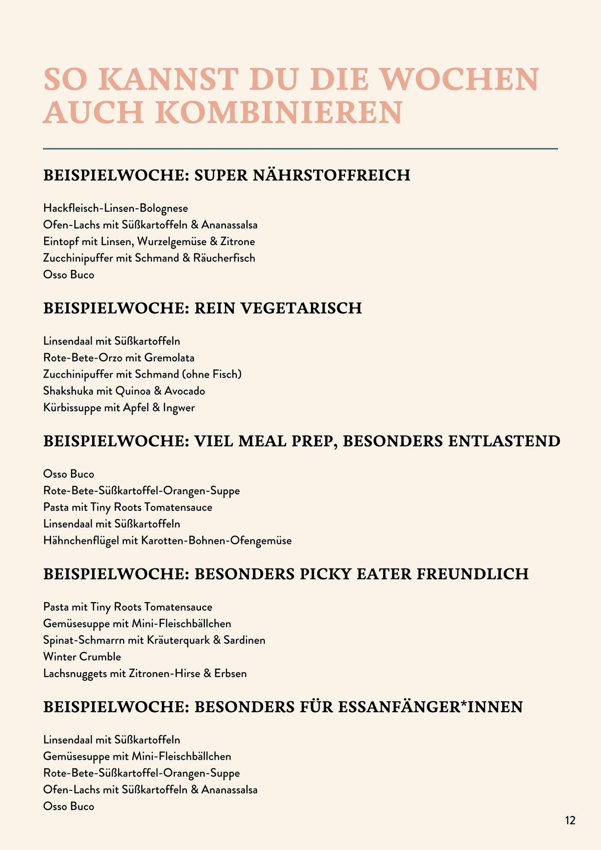Wochenplanpaket: Beispielseite